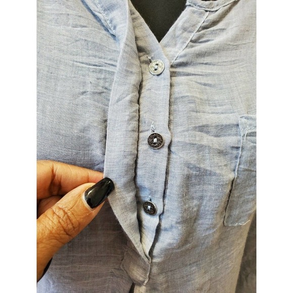 Just Living Women's Solid Gray Polyester Henley Neck Long Sleeve Casual Shirt S - Picture 6 of 12